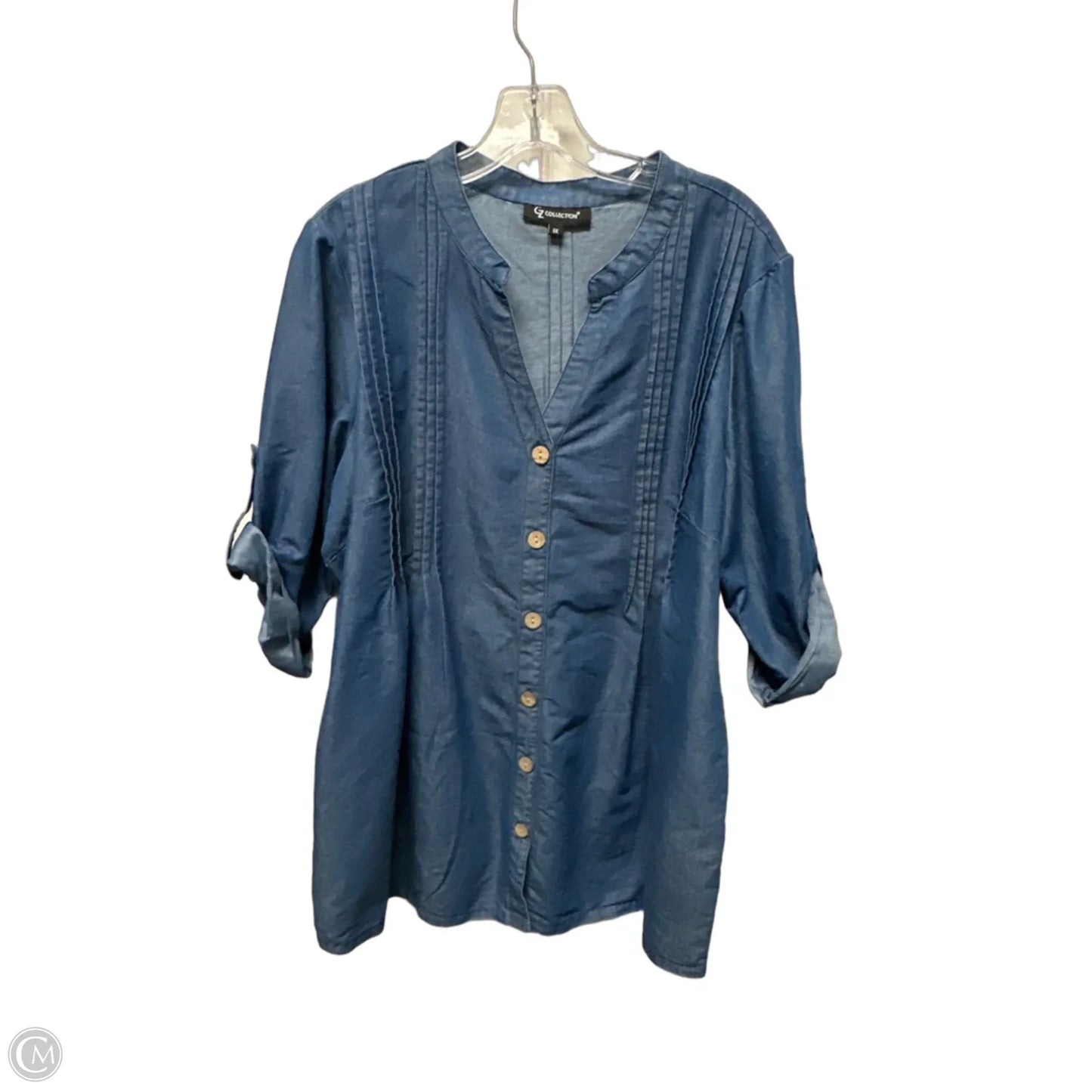 Top Short Sleeve By Clothes Mentor In Blue Denim, Size: 1x