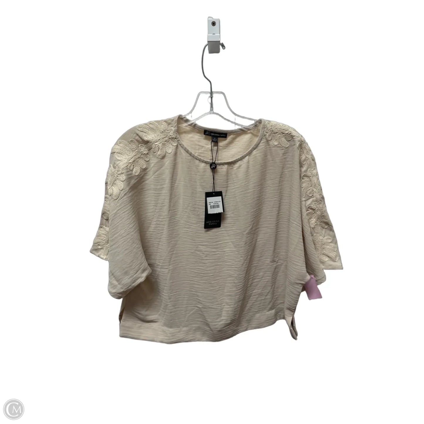 Top Short Sleeve By Adrianna Papell In Beige, Size: S
