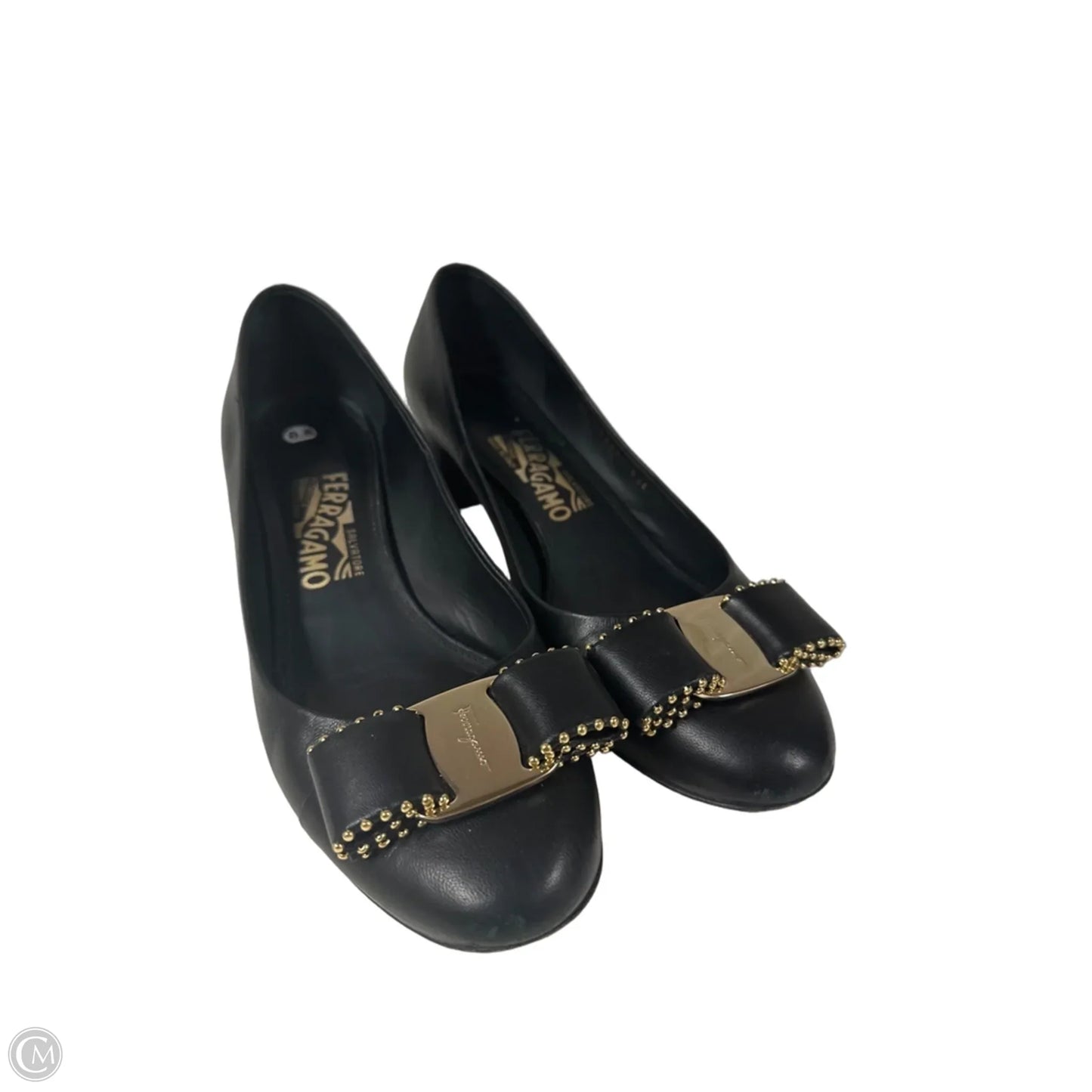 Shoes Luxury Designer By Ferragamo In Black, Size: 8.5