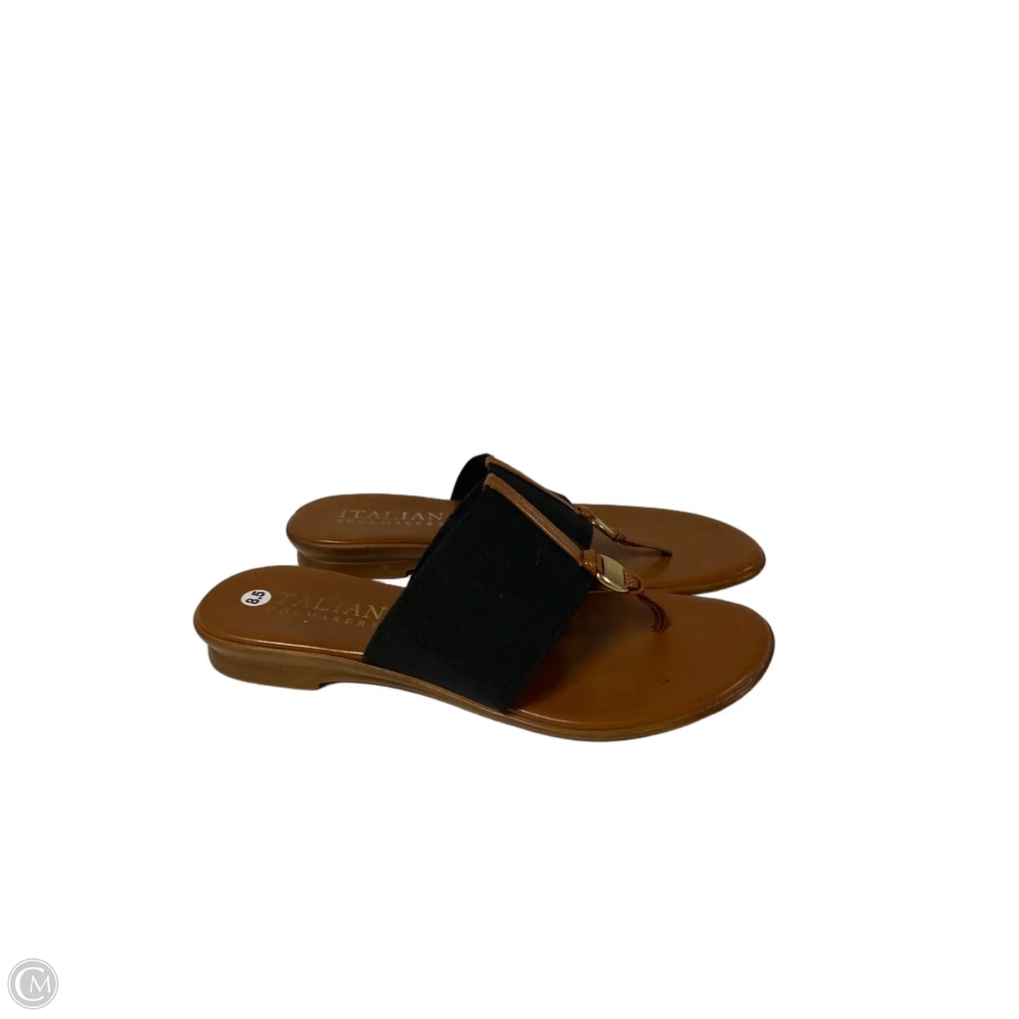 Sandals Flip Flops By Italian Shoemakers In Black, Size: 8.5