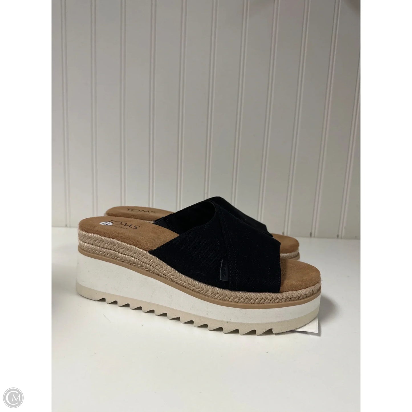 Sandals Heels Wedge By Toms In Black, Size: 7.5