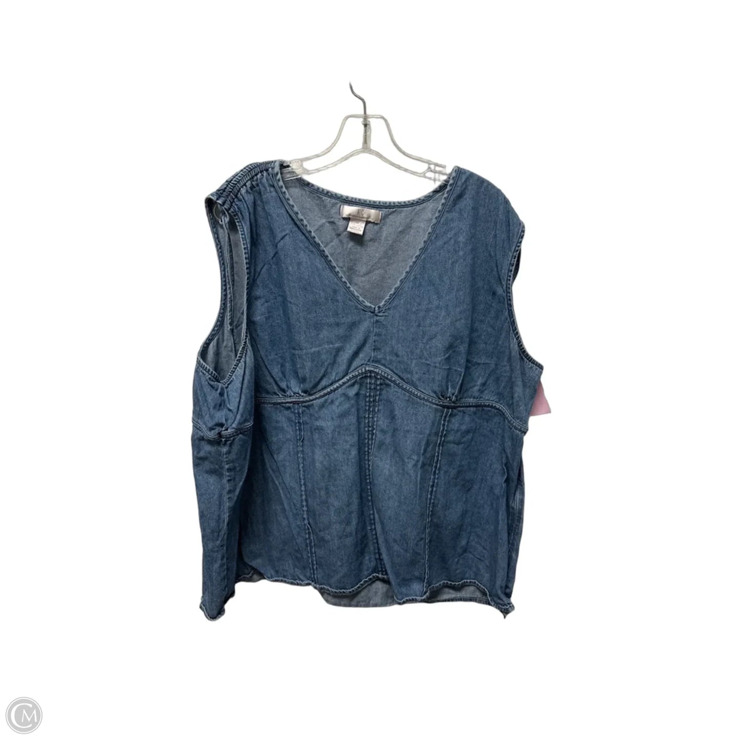 Top Sleeveless By Clothes Mentor In Blue Denim, Size: 3x