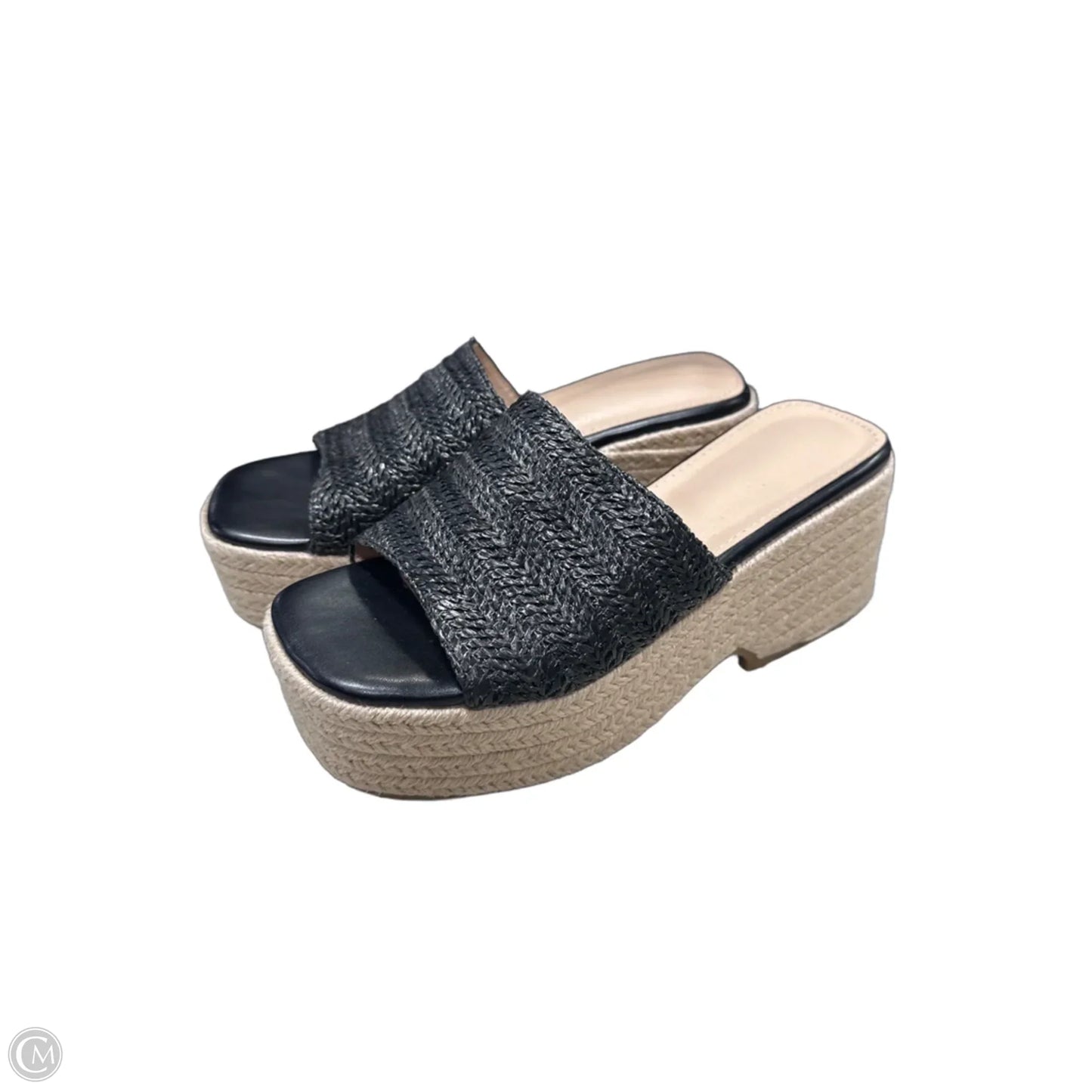 Sandals Heels Wedge By Clothes Mentor In Black, Size: 6