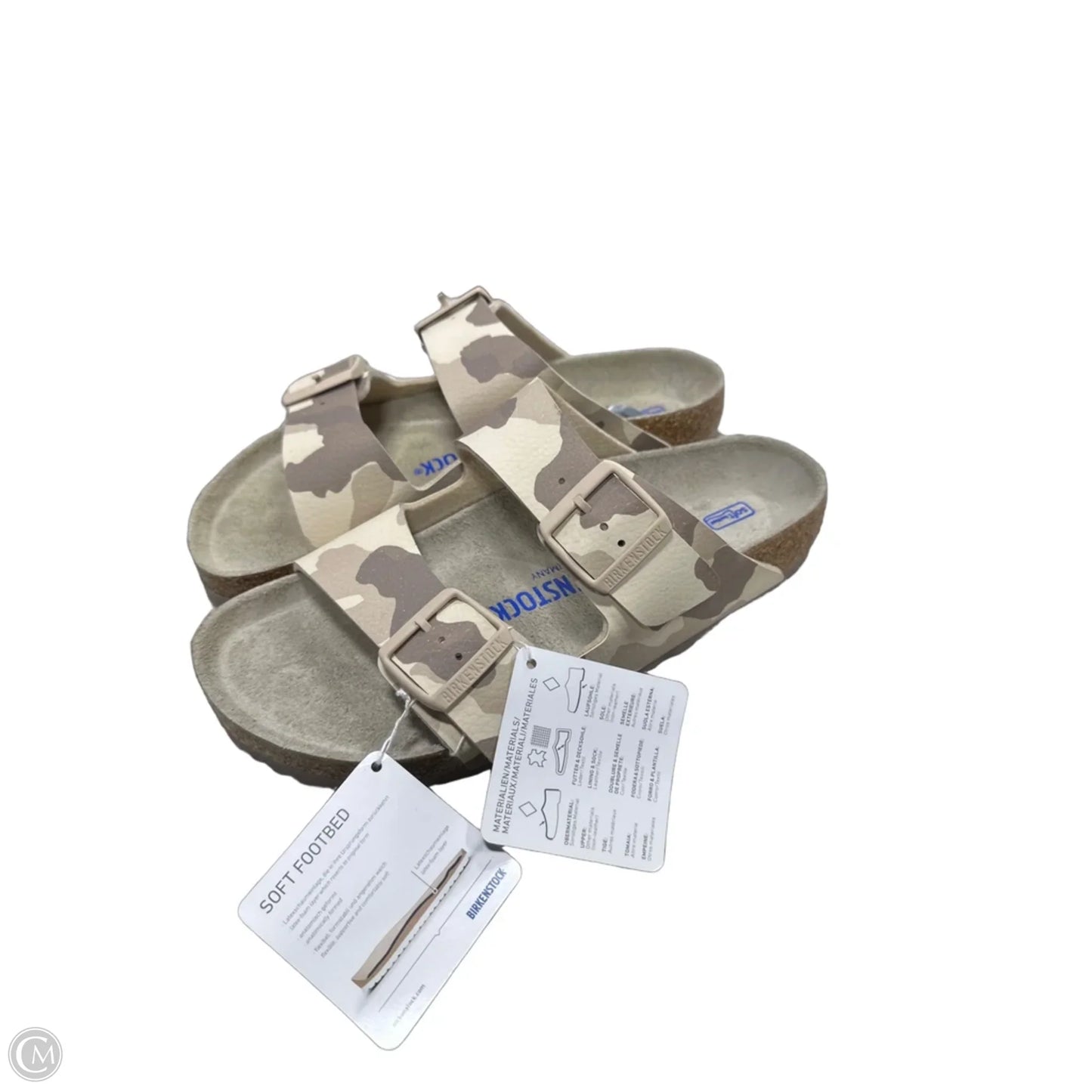 Sandals Flats By Birkenstock In Camouflage Print, Size: 7