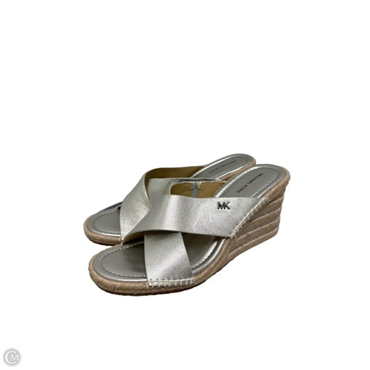 Sandals Heels Wedge By Michael By Michael Kors In Silver, Size: