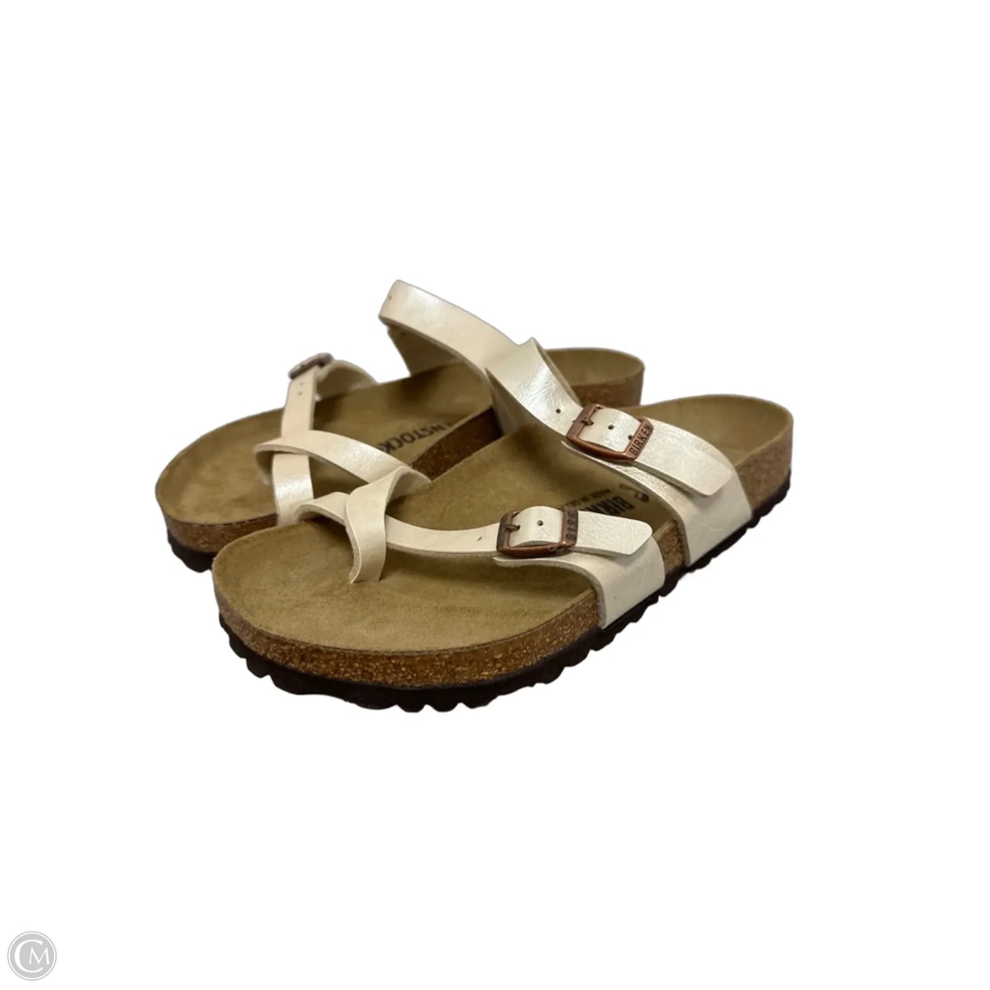 Sandals Flats By Birkenstock In Beige, Size: 7