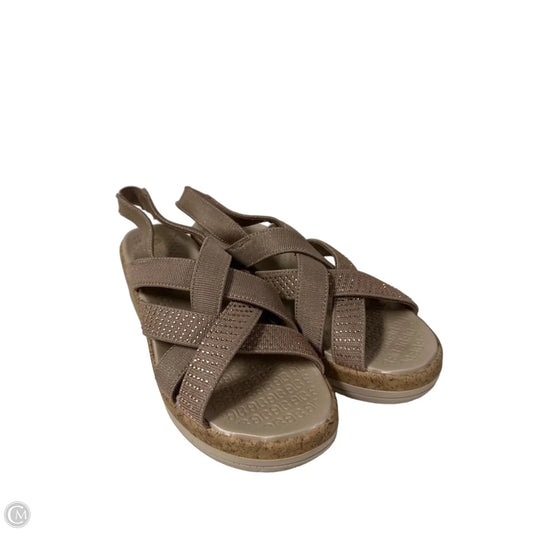 Sandals Heels Wedge By Bzees In Taupe, Size: 7.5