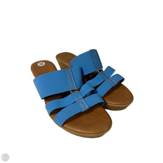 Sandals Heels Wedge By Italian Shoemakers In Blue, Size: 10