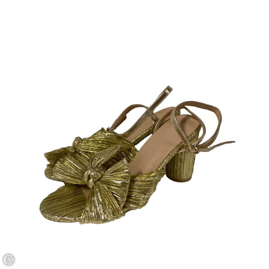 Sandals Heels Block By Clothes Mentor In Gold, Size: 8