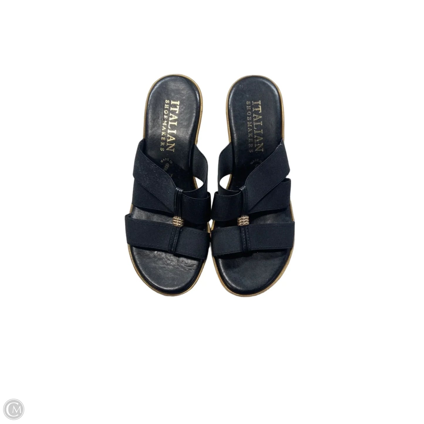 Sandals Heels Wedge By Italian Shoemakers In Black, Size: 8