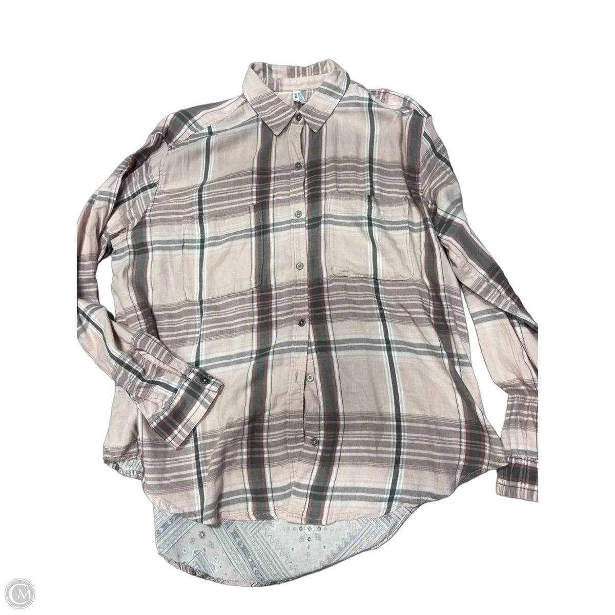 Top Long Sleeve By Mudd In Plaid Pattern, Size: L