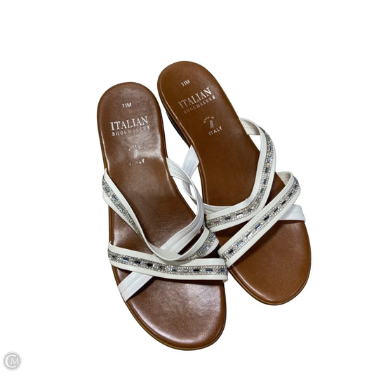Sandals Heels Wedge By Italian Shoemakers In White, Size: 11