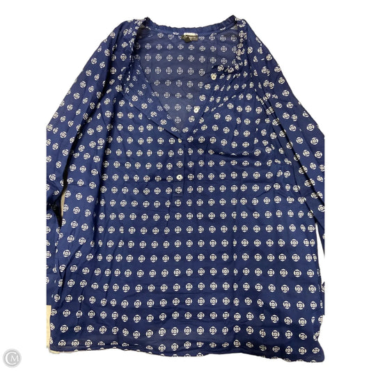 Top Long Sleeve Basic By Talbots In Blue & White, Size: 1x