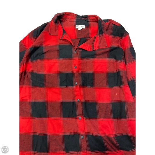 Top Long Sleeve By Ava & Viv In Black & Red, Size: 2x