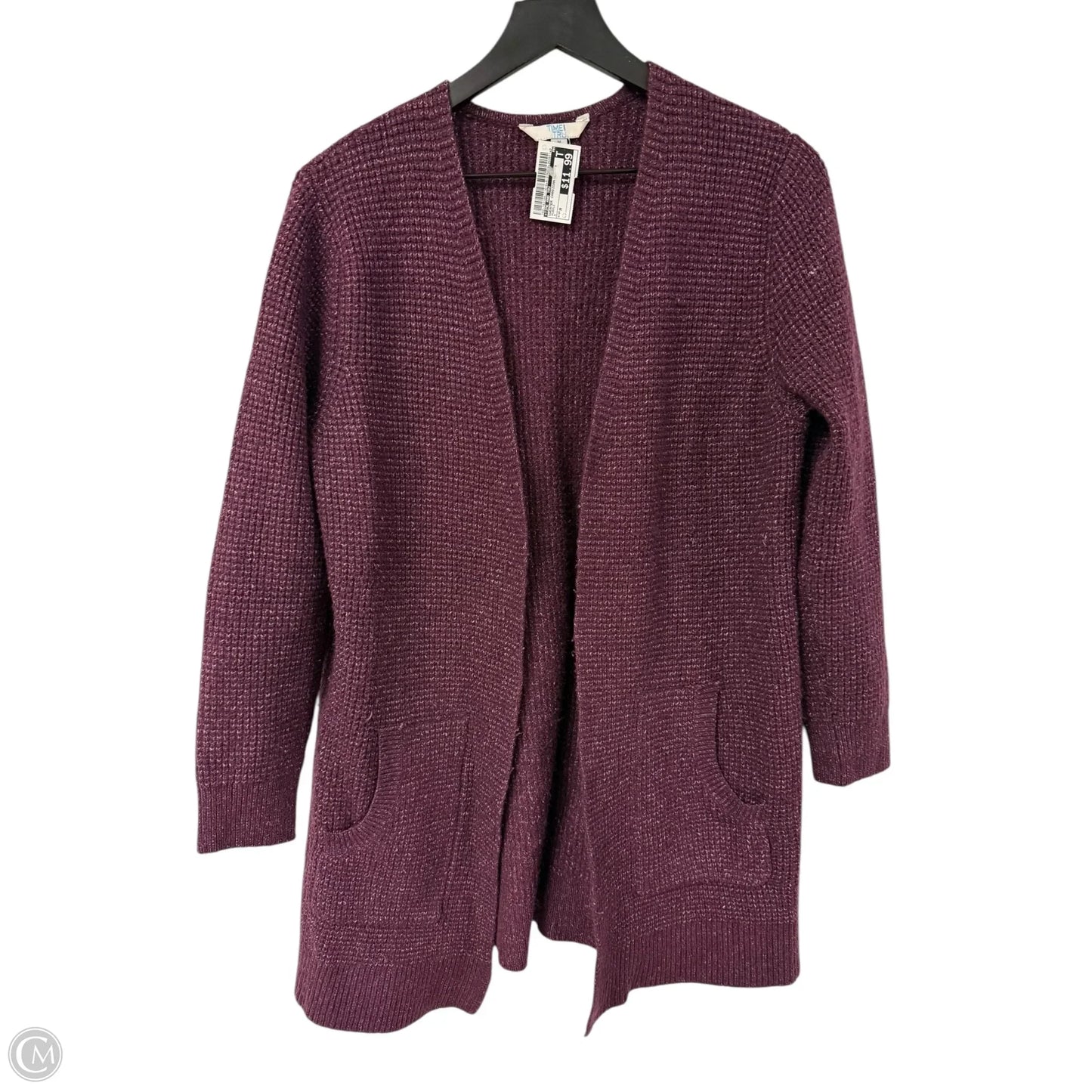 Sweater Cardigan By Time And Tru In Purple, Size: M