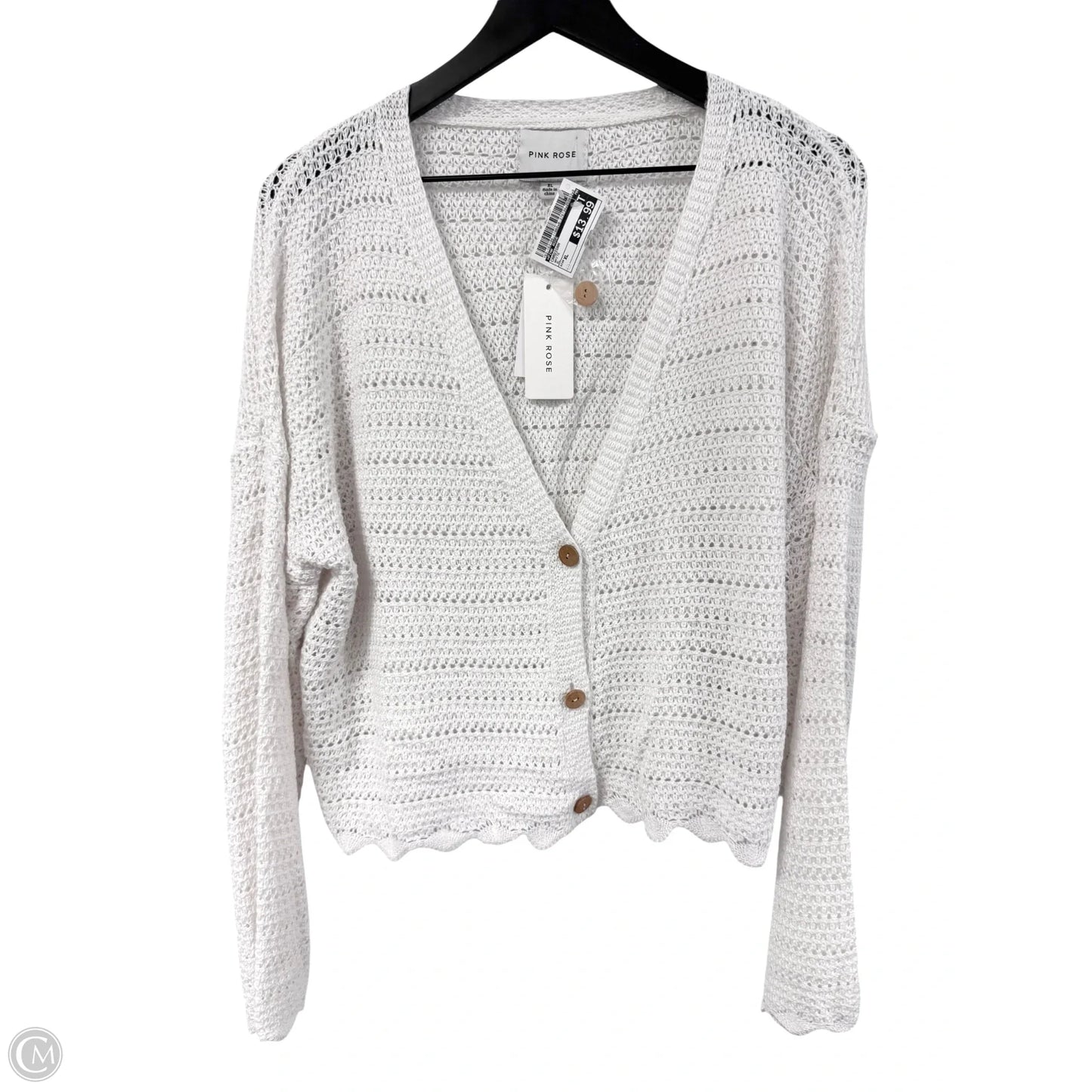 Cardigan By Pink Rose In White, Size: Xl