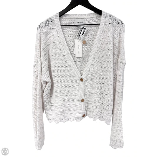 Cardigan By Pink Rose In White, Size: Xl