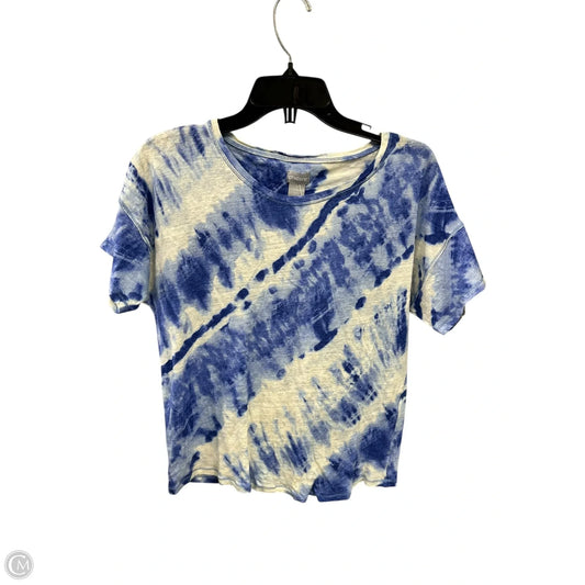 Top Short Sleeve By Chicos In Blue & White, Size: M