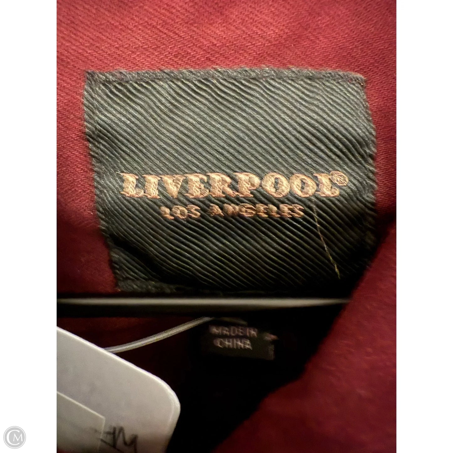 Jacket Denim By Liverpool In Maroon, Size: M