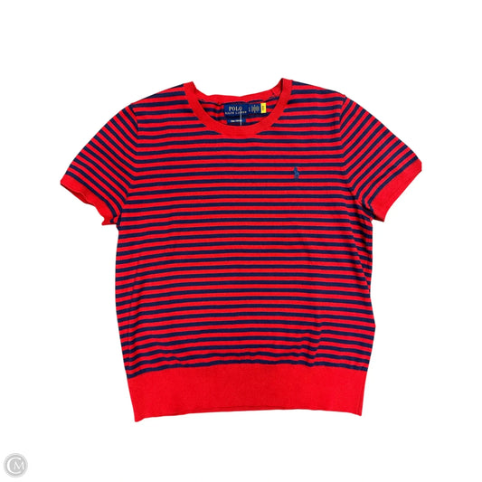 Top Short Sleeve By Polo Ralph Lauren In Blue & Red, Size: L