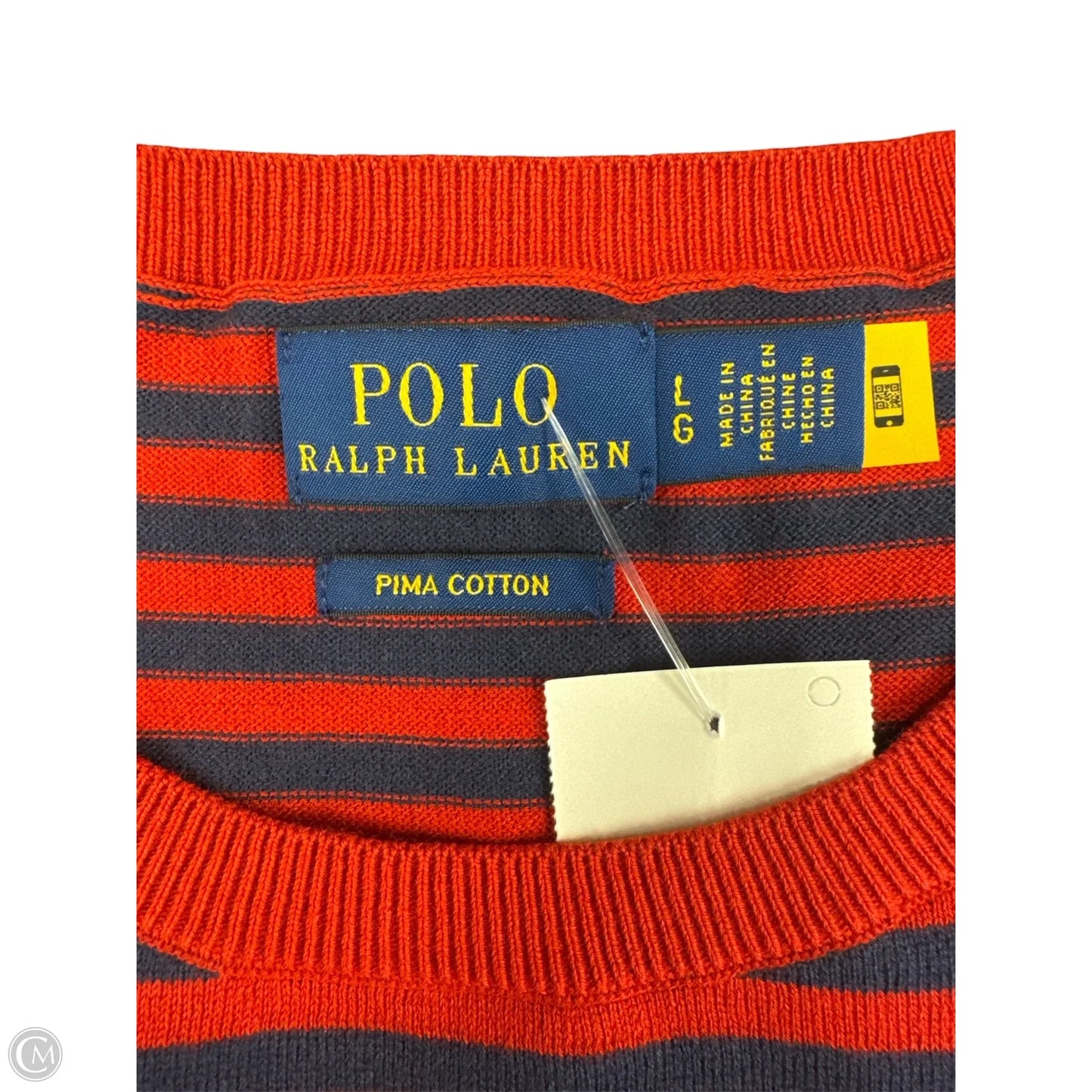 Top Short Sleeve By Polo Ralph Lauren In Blue & Red, Size: L