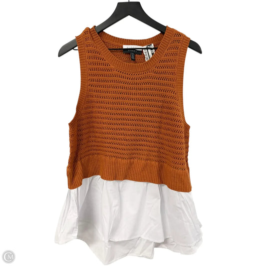 Top Sleeveless By Eloquii In Orange & White, Size: Xxl