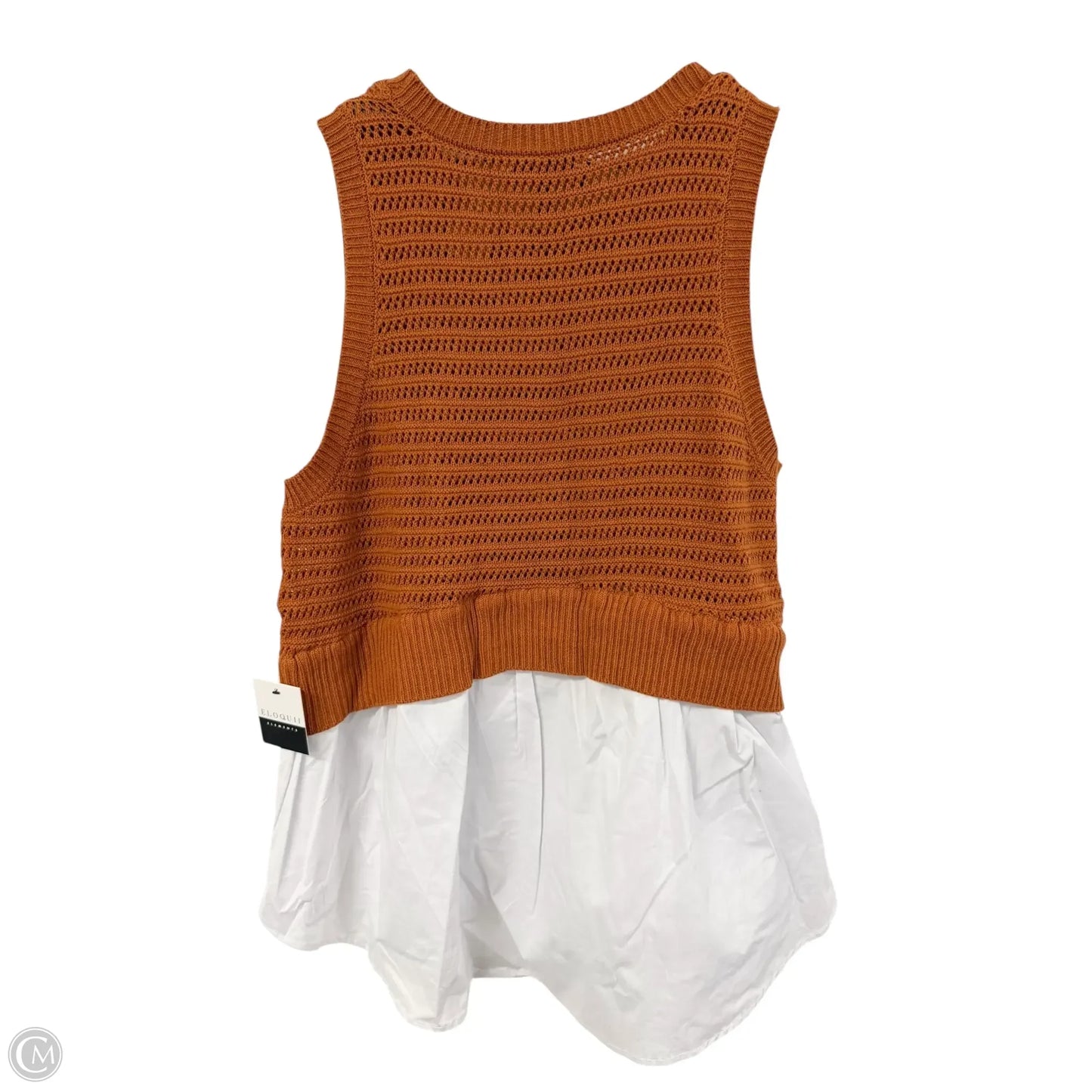 Top Sleeveless By Eloquii In Orange & White, Size: Xxl