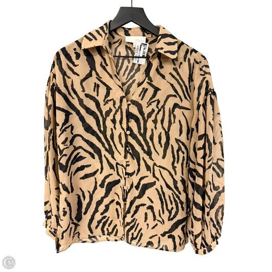 Blouse Long Sleeve By Clothes Mentor In Black & Tan, Size: S