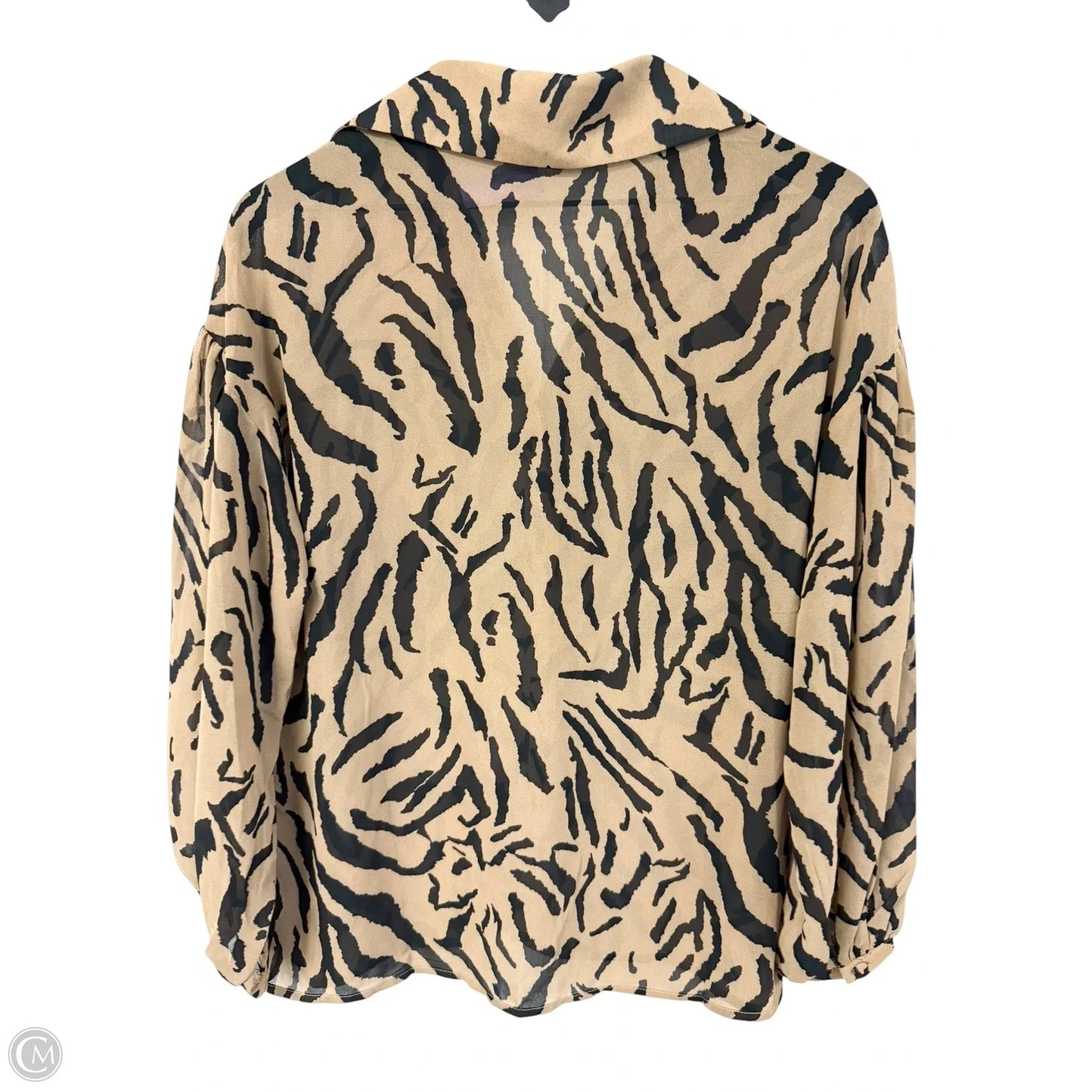 Blouse Long Sleeve By Clothes Mentor In Black & Tan, Size: S