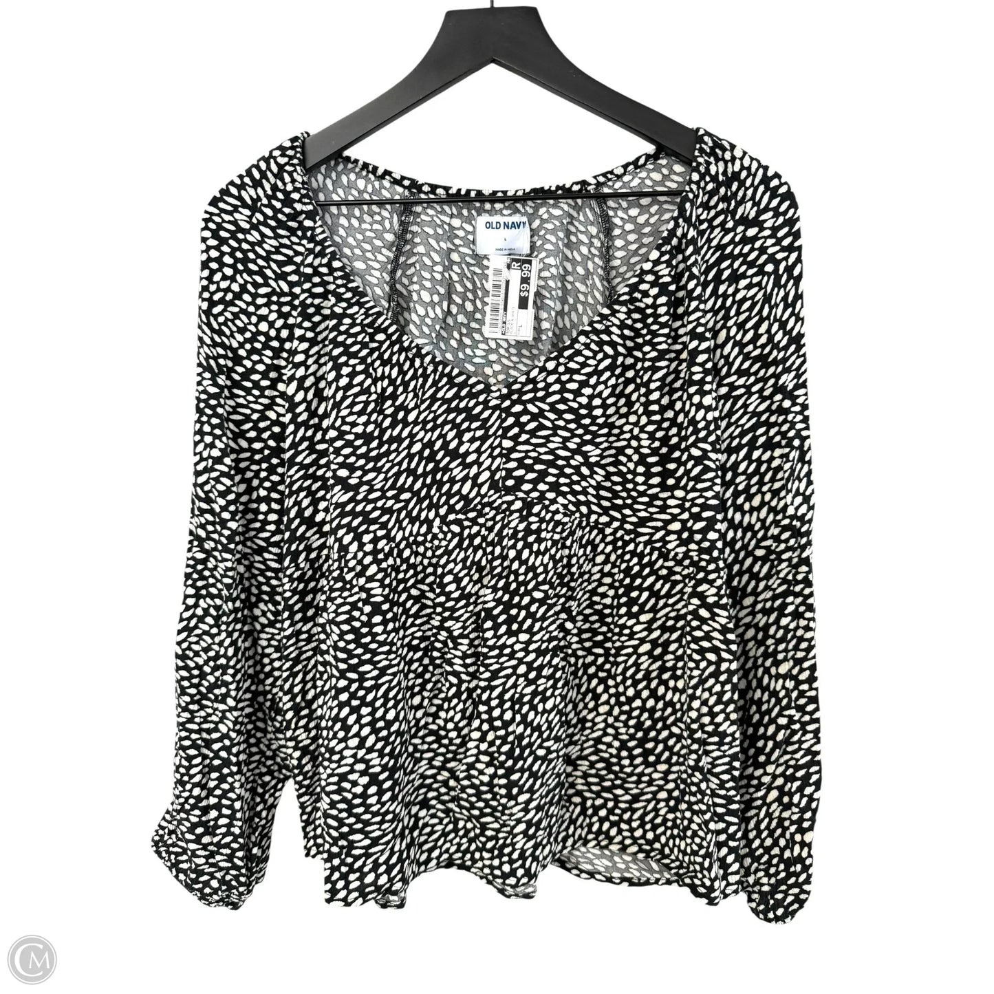 Top Long Sleeve By Old Navy In Black & White, Size: L