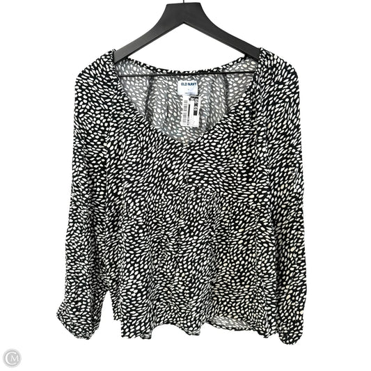 Top Long Sleeve By Old Navy In Black & White, Size: L