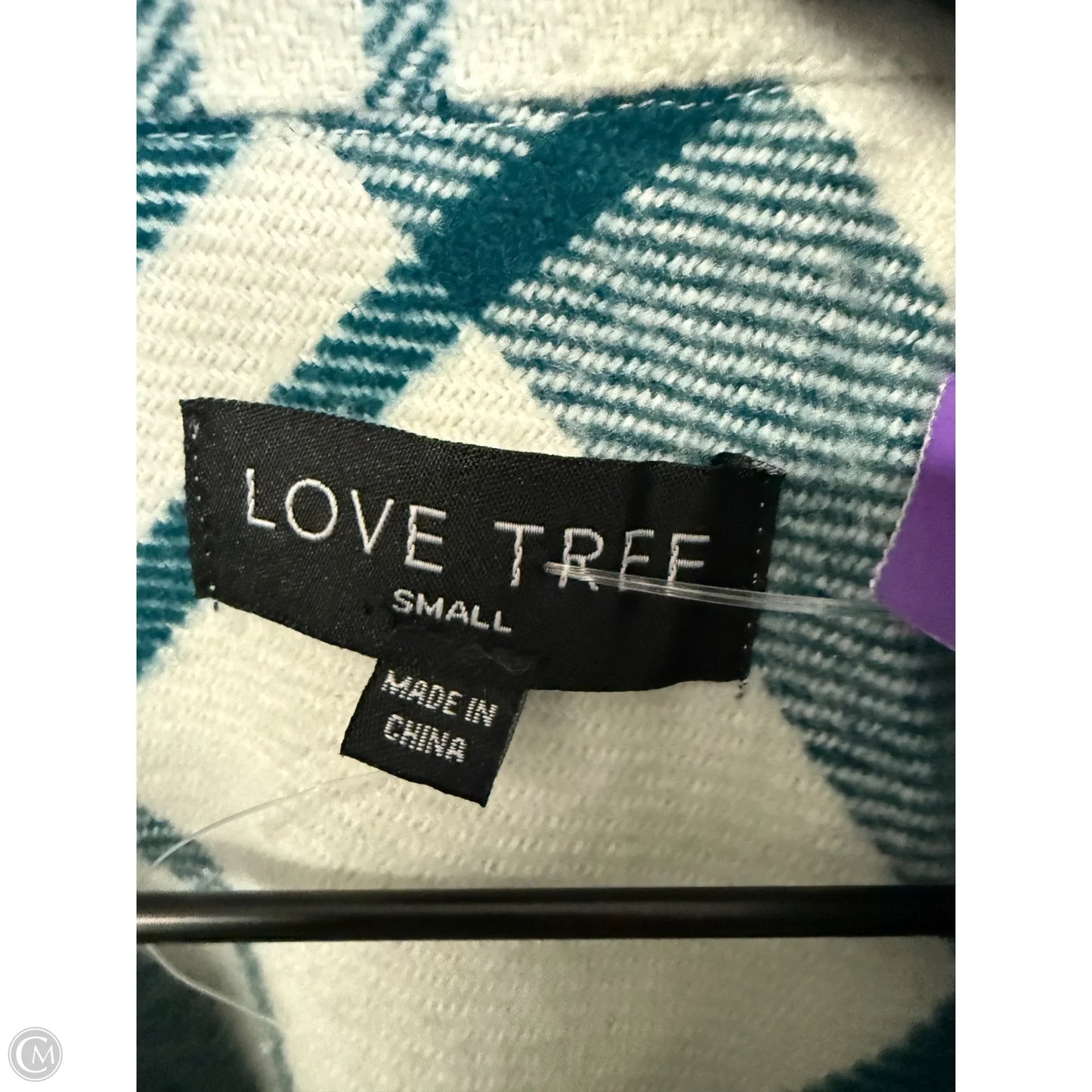 Jacket Shirt By Love Tree In Green & White, Size: S