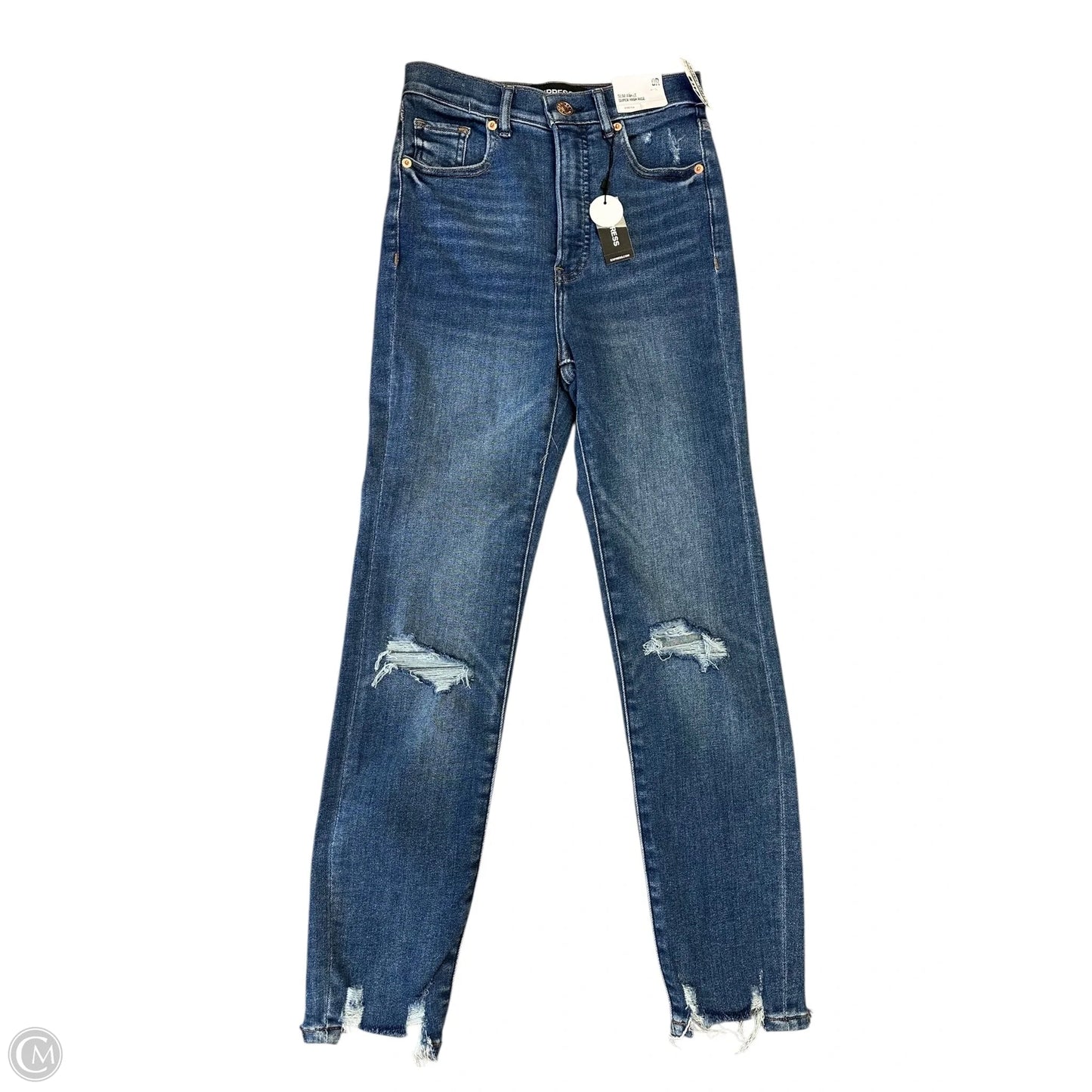 Jeans Skinny By Express In Blue Denim, Size: 0