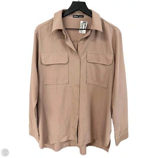 Blouse Long Sleeve By Cmf In Tan, Size: L