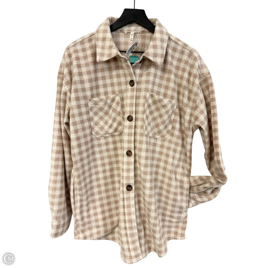 Jacket Shirt By Maurices In Tan & White, Size: M
