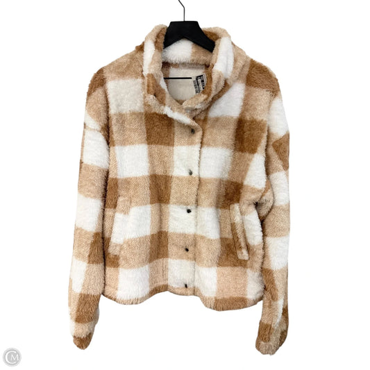 Jacket Faux Fur & Sherpa By Leela & Lavender In Tan & White, Size: S