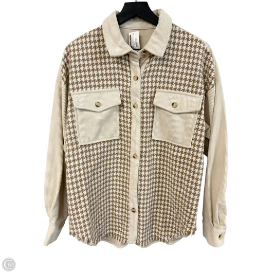 Jacket Shirt By Cmc In Cream & Tan, Size: M