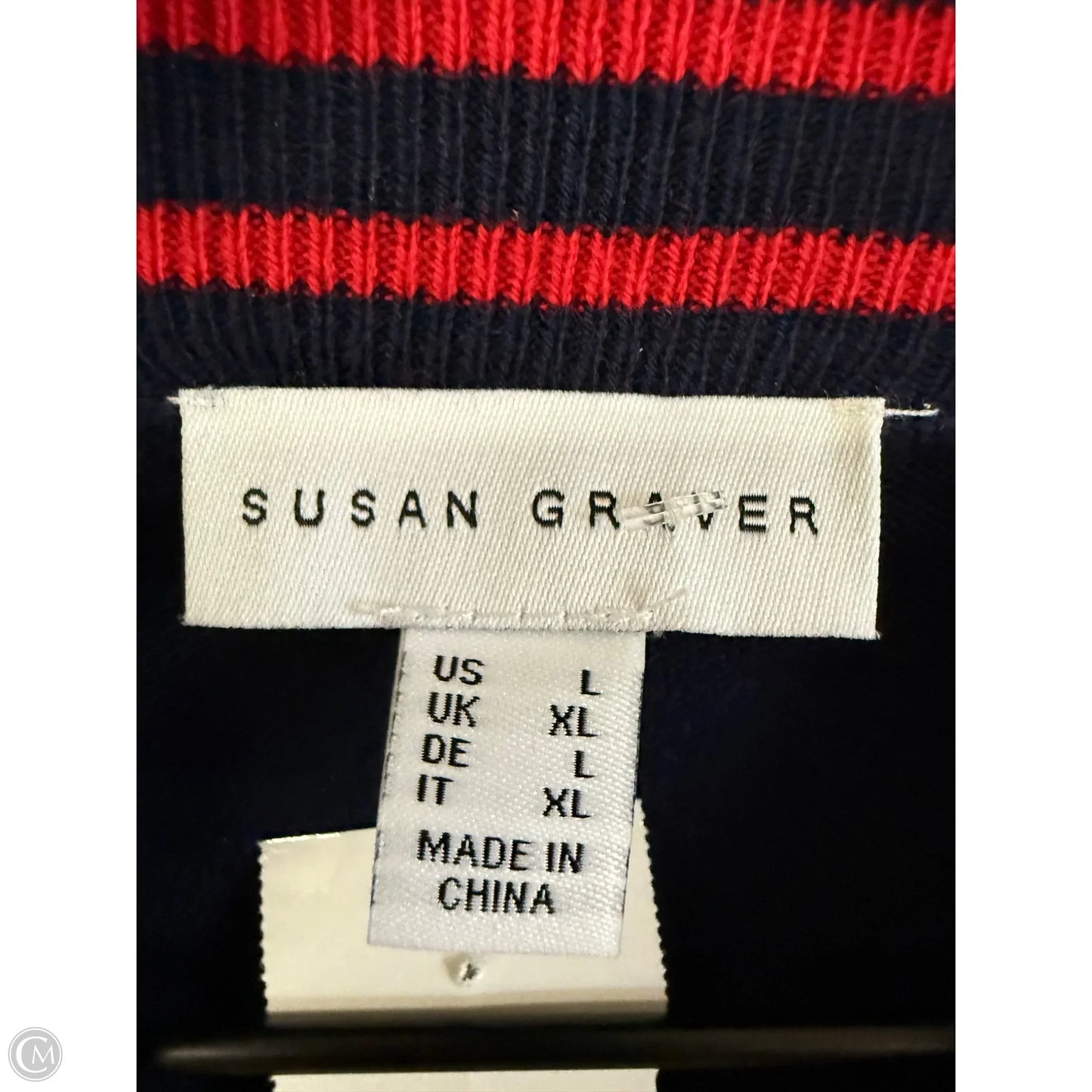 Sweater By Susan Graver In Blue & Red, Size: L