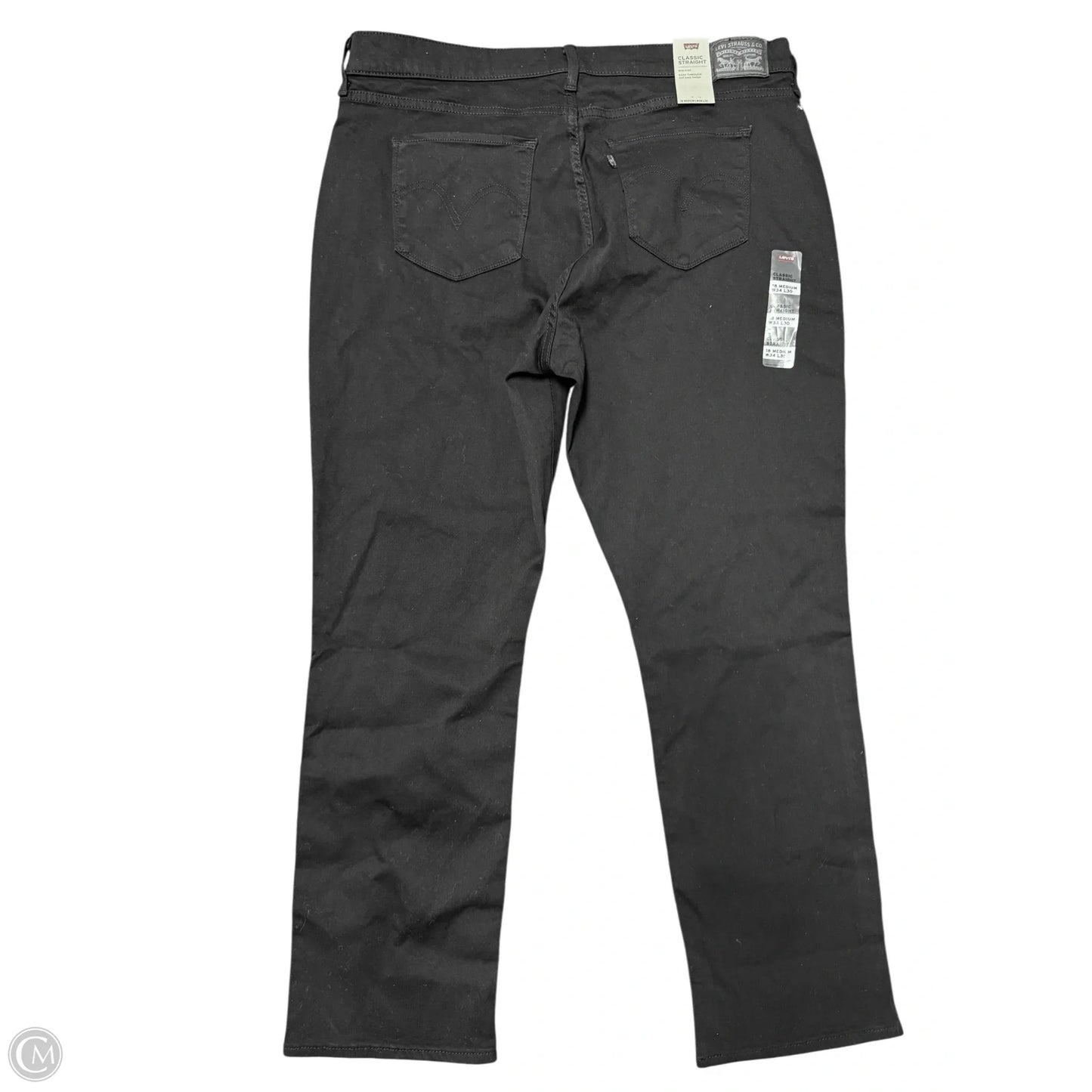 Jeans Straight By Levis In Black Denim, Size: 18