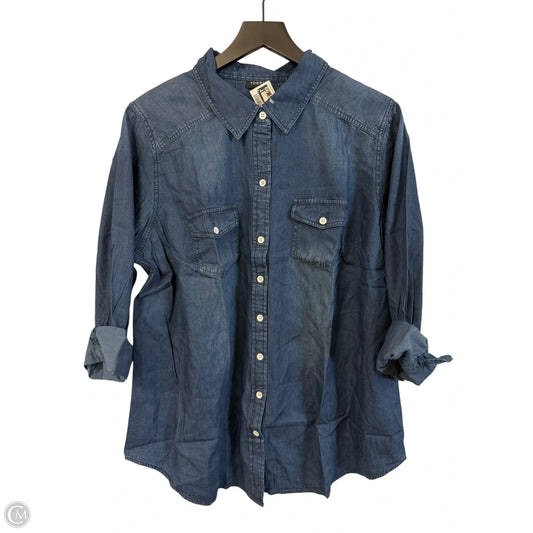 Blouse Long Sleeve By Torrid In Blue Denim, Size: 1x