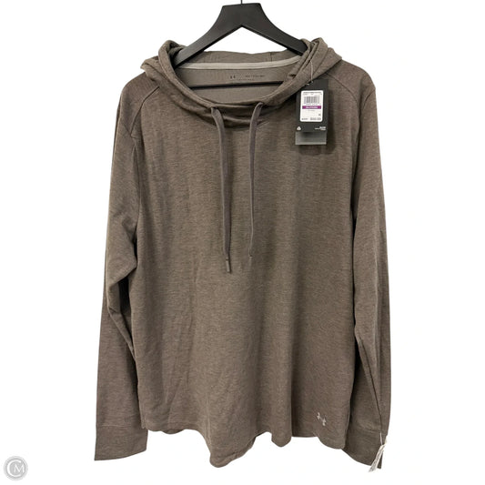 Athletic Top Long Sleeve Hoodie By Under Armour In Brown, Size: Xxl