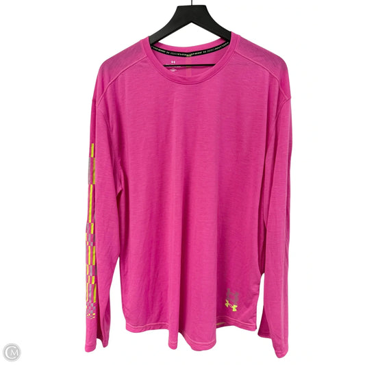 Athletic Top Long Sleeve Crewneck By Under Armour In Pink, Size: Xxl