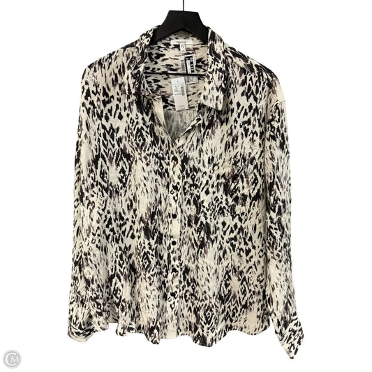 Blouse Long Sleeve By Maurices In Brown & Cream, Size: Xxl