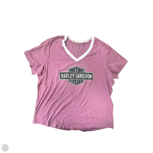 Top Short Sleeve By Harley Davidson In Pink, Size: 2x