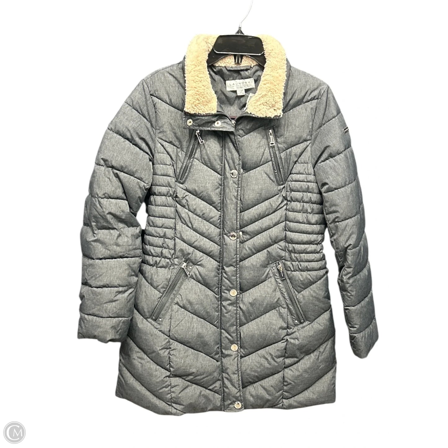 Coat Puffer & Quilted By Laundry In Grey, Size: S