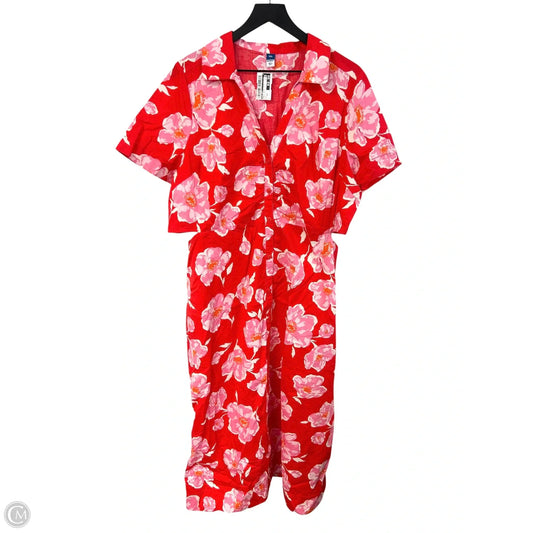 Dress Casual Midi By Old Navy In Pink & Red, Size: Xxl