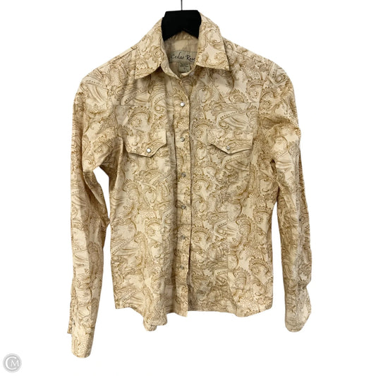 Blouse Long Sleeve By Clothes Mentor In Tan, Size: S