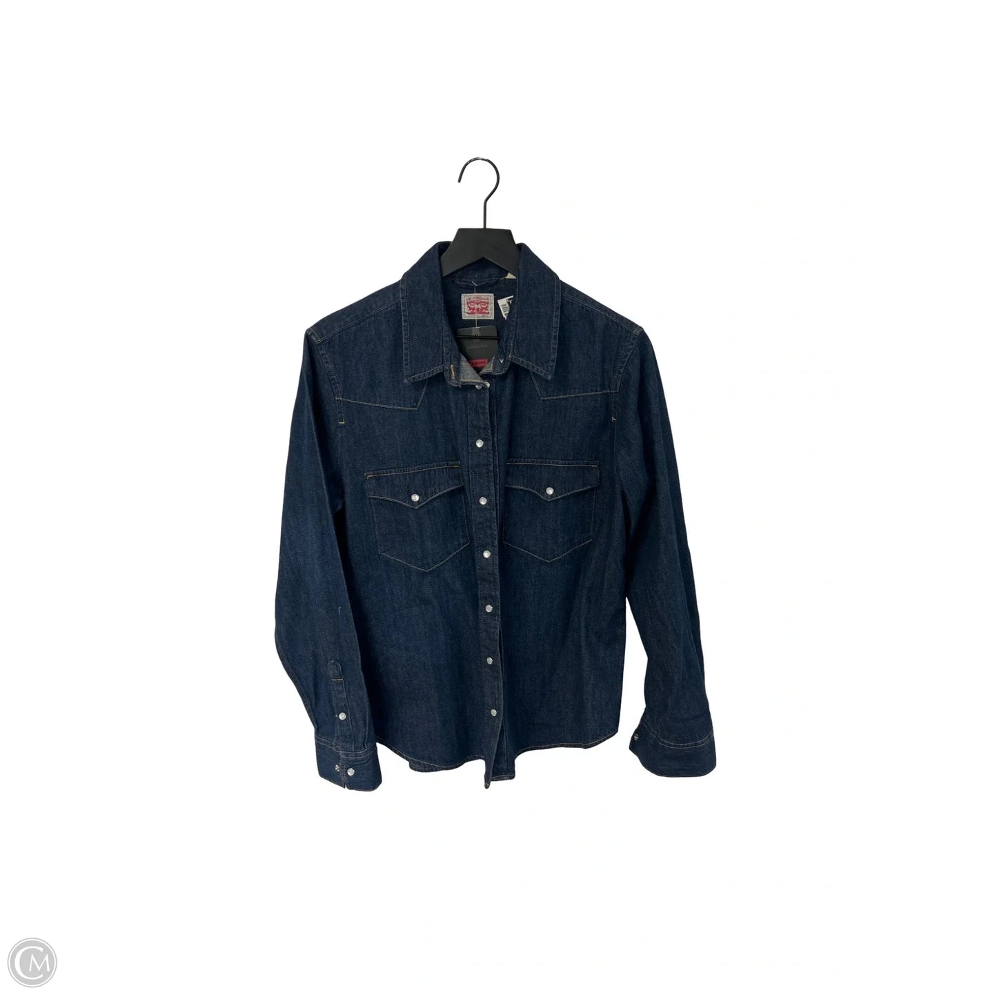Blouse Long Sleeve By Levis In Blue Denim, Size: L