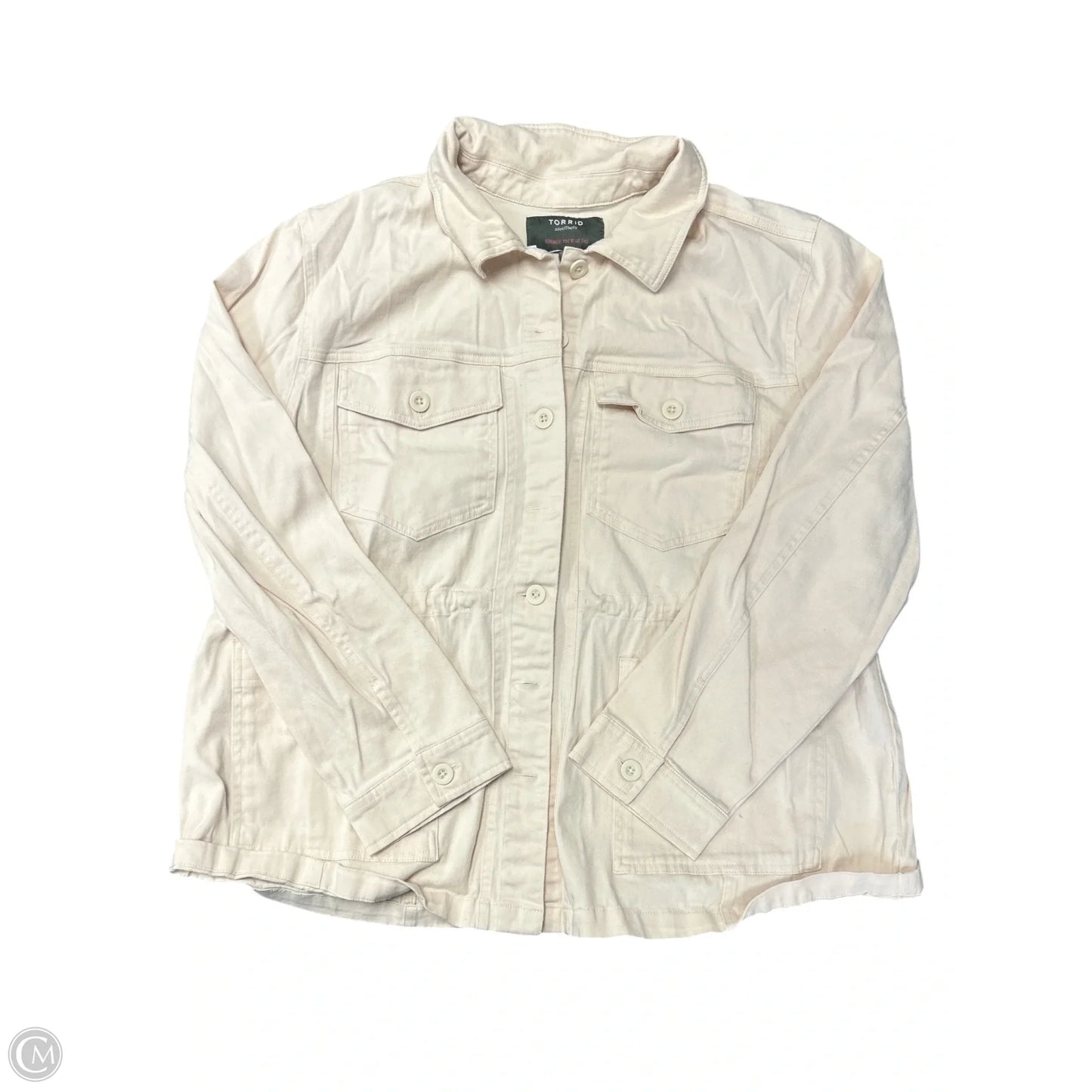 Jacket Denim By Torrid In Cream, Size: 1x