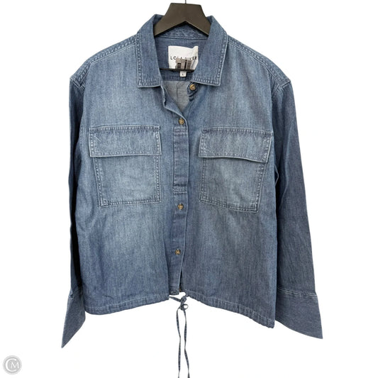 Blouse Long Sleeve By Cmc In Blue Denim, Size: L